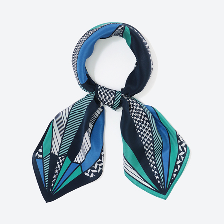 [MACOOL]シルクスカーフTSURU Wblue65