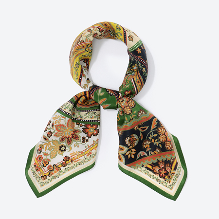 [MACOOL]シルクスカーフIVY green65