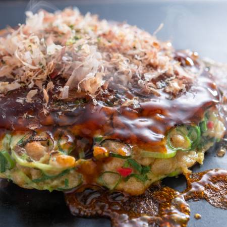 [簡単電子レンジ][京都 川端二条 夢屋]九条ねぎ"ふわふわ"「お好み焼き」 3枚