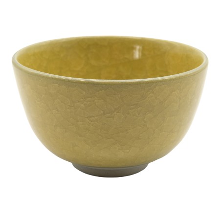 [陶仙窯]抹茶碗 亀甲貫入釉 萌黄