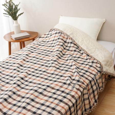 [DAKS/ダックス]ハウスチェック リバーシブル綿毛布 (化粧箱入り)ベージュ
