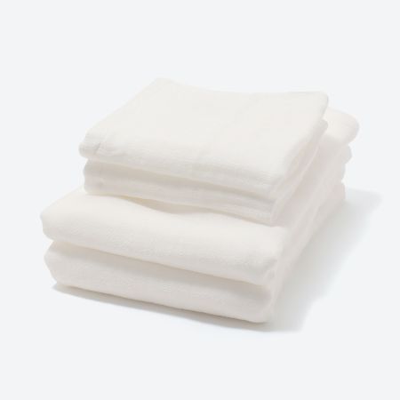 [SHINTO TOWEL]2.5-PLY GAUZE バスタオル/M・ハンドタオル 各2枚セット White