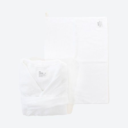 [SHINTO TOWEL]YUKINE バスローブ/SIZE01 White・YUKINE バスマット shiro セット