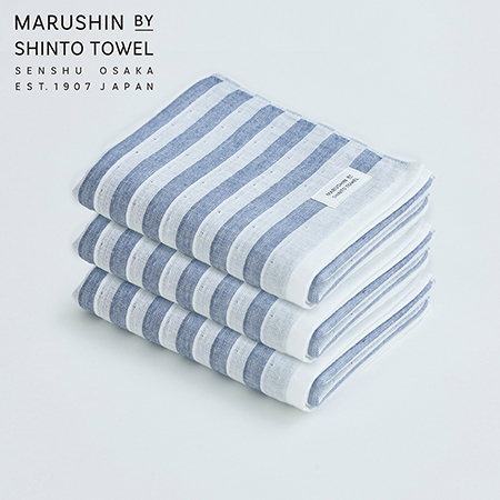 [MARUSHIN by SHINTO TOWEL]シマ シングル フェイスタオル3枚セット(シャドウ)