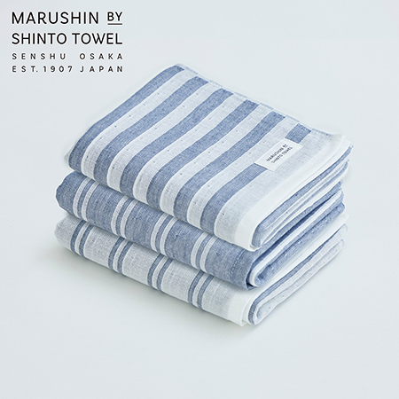 [MARUSHIN by SHINTO TOWEL]シマシャドウ フェイスタオル3枚セット(ダブル白地・ダブル色地・シングル)MST0092