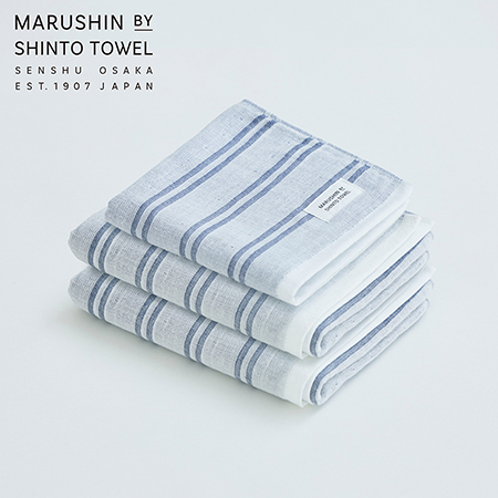 [MARUSHIN by SHINTO TOWEL]シマダブル白地 フェイスタオルシャドウ2枚・ハンドタオルシャドウ1枚セットMST0095