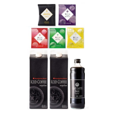 [吉田珈琲本舗]ドリップ5種50袋&リキッドセット3本 クラフト箱セット