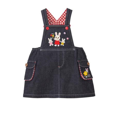 [miki HOUSE/ミキハウス]うさこ刺繍ジャンパースカート/インディゴ