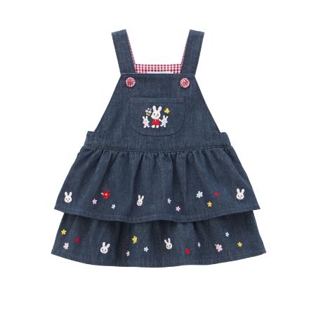 [miki HOUSE/ミキハウス]ダブルフリルジャンパースカート/インディゴブルー