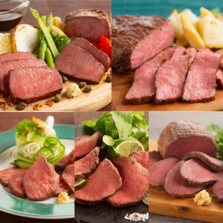 [1月13日出荷][ミートステイション]銘柄牛(松阪・神戸・近江・熊野・宮崎)「ローストビーフ」5種セット各130g×2[三越伊勢丹選定]