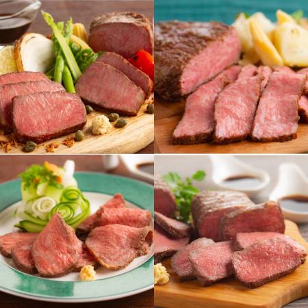 [1月13日出荷][ミートステイション]銘柄牛(松阪・神戸・近江・宮崎)「ローストビーフ」4種セット各130g×2[三越伊勢丹選定]