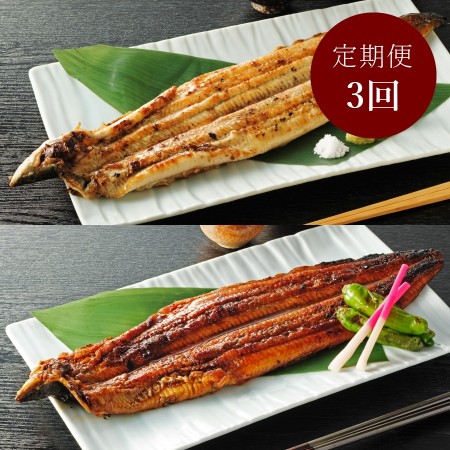 [福井鮮魚]紀州備長炭焼き鰻「蒲焼き」&「白焼き」各1尾(計2尾)[3ヵ月定期便]