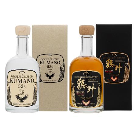 [プラム食品]JAPANESE CRAFT GIN 熊野とJAPAN MADE BLENDED MALT WHISKY 熊野500ml×2本