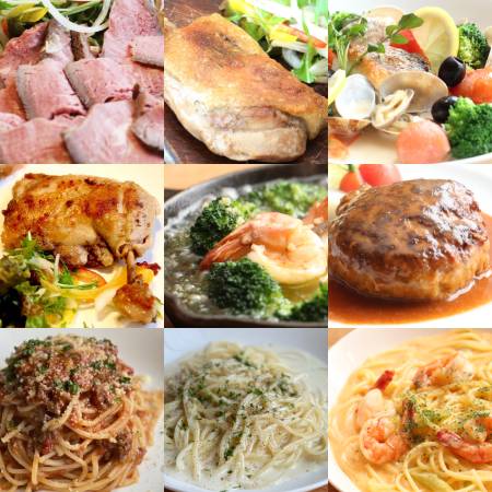 [イタリア食堂Bamboo]9種満喫セット(ローストビーフ・合鴨もも肉のコンフィ・鯛のアクアパッツァ・粗挽きハンバーグ他)各1袋