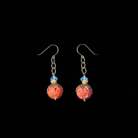 [Matsuyoi]高知県産スダマ赤珊瑚ピアス