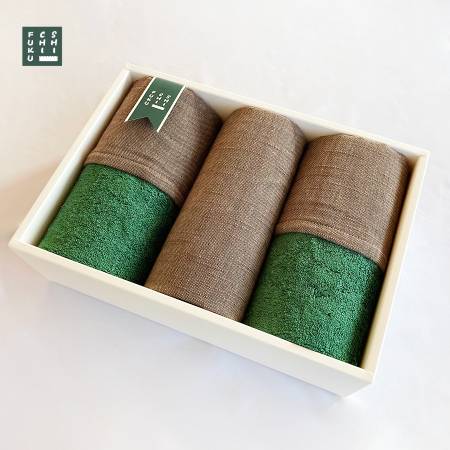 [SHICHIFUKU TOWEL](ハモニ)フェイスタオル3枚セット ブラウン (今治タオルブランド認定製品)33×80cm/約100g