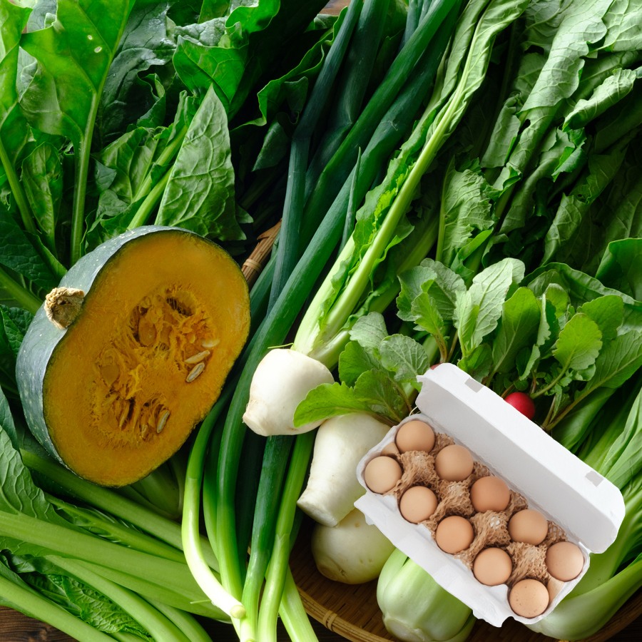 「高知県産」季節の野菜(6〜7種)&「土佐ジロー」卵(10個)セット栽培期間中農薬不使用3kg
