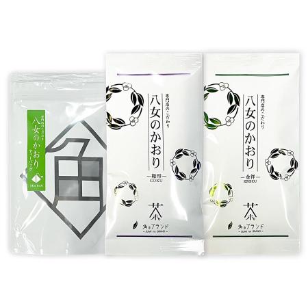 [角の八女茶]八女茶のかおりセット みやび100g×2、3g(15パック入)×1