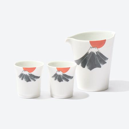[伝平窯]赤墨富士 半酒器
