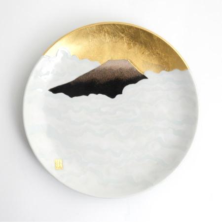 [琥山窯]雲海富士絵6寸飾皿