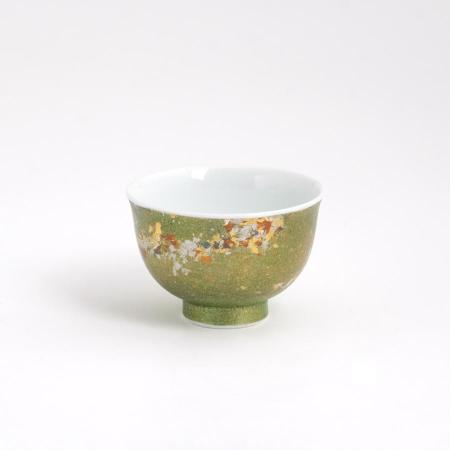 [琥山窯]金彩ぐい呑(グリーン)