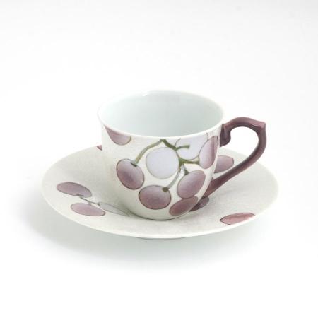 [田清窯]虹彩ぶどうコーヒー碗皿