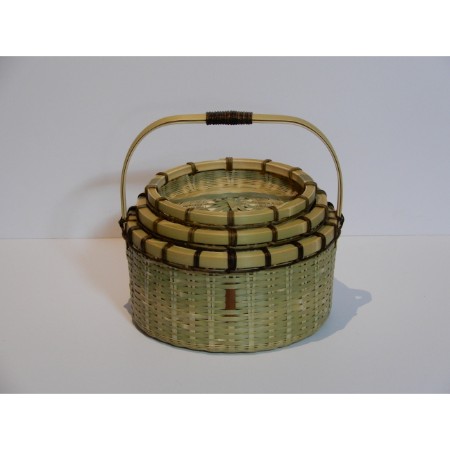 [青竹工房 桐山]菊底三段入れ子籠